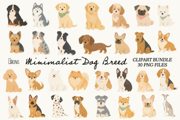 Download Minimalist Cute Dog Breed Clipart Bundle - Premium Bundle