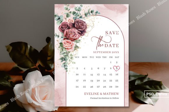 Download Boho Arch Maroon &amp; Blush Roses Save Date - Boho Collection