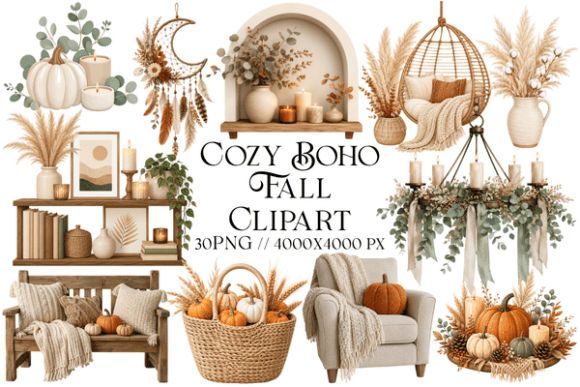 Download Cozy Boho Fall Clipart - Boho Collection