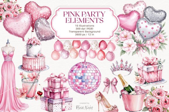 Download Pink Party and Celebration Elements - Element Collection