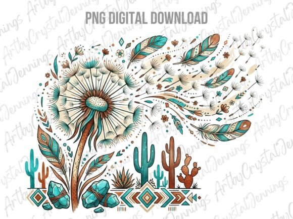 Download Feather Boho Western Dandelion PNG - Boho Collection