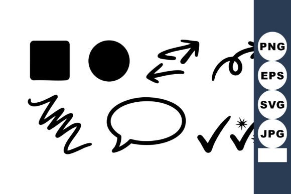 Download Basic Black Hand-drawn Shapes Arrows Spe - Shapes Collection