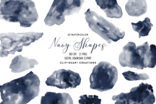 Download Navy Watercolor Shapes - Shapes Collection