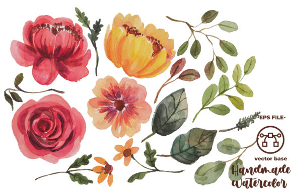 Download Watercolor Flower Elements Vector Design - Element Collection