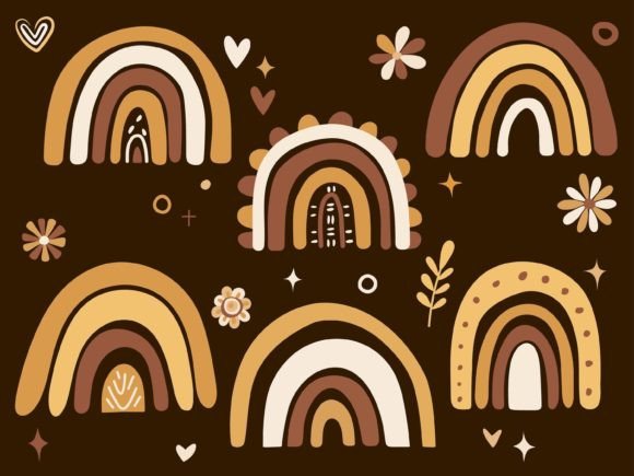 Download Boho Earth Tones Rainbow and Floral Set - Boho Collection