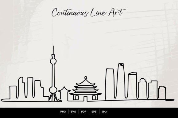 Download Shanghai Skyline Line Art - Premium Resources
