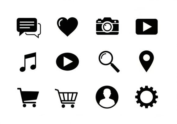 Download Black Symbols Flat Simple Shapes - Simple shapes Collection