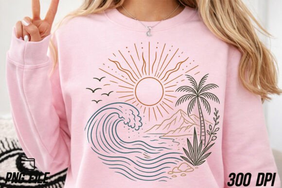 Download Boho Ocean Sun Tee, Nature Graphic Shirt - Boho Collection