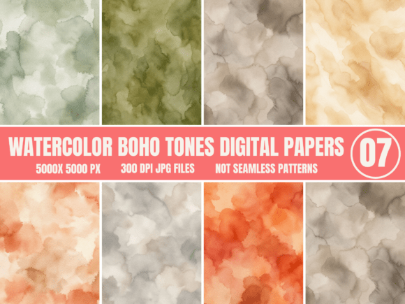 Download Watercolor Boho Neutral Digital Papers - Boho Collection