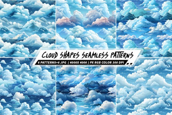 Download Fluffy Irregular Cloud Shapes 6 Patterns - Shapes Collection
