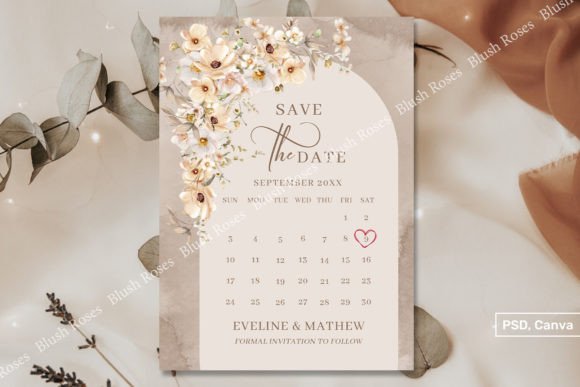 Download Neutral Wildflowers Boho Arch Save Date - Boho Collection