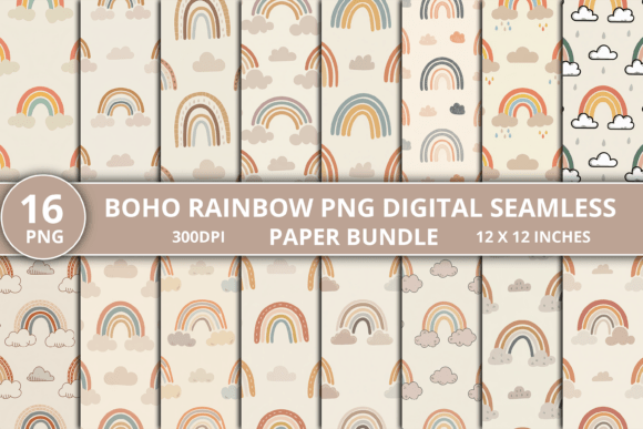 Download Boho Rainbow PNG Digital Paper Bundle - Boho Collection