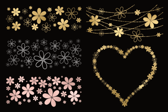 Download PNG Gold, Silver, Rose Floral Overlays - Floral overlays Collection