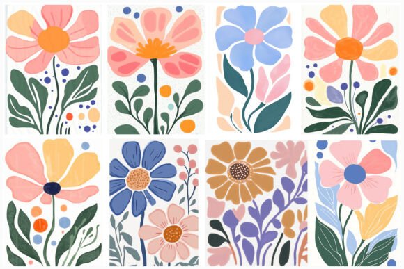 Download Abstract Boho Flowers Matisse PNG Bundle - Boho Collection