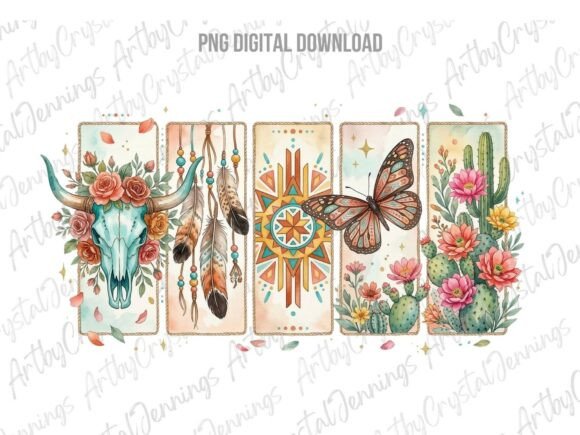 Download Western Boho Cactus Floral Steer Skull - Boho Collection