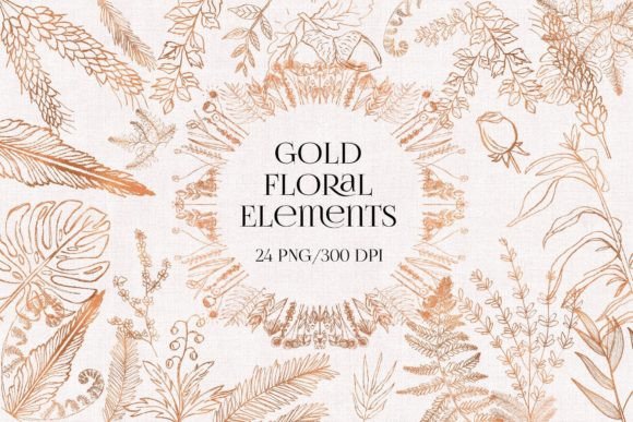 Download 24 Png Gold Floral Overlays, Clipart - Floral overlays Collection