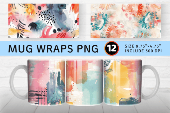 Download Abstract Watercolor Boho Mug Wrap Sublim - Boho Collection