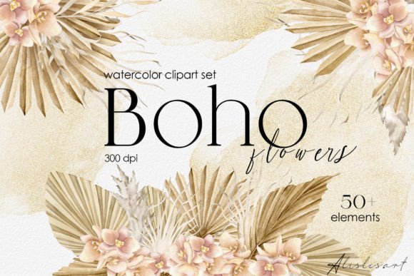 Download Boho Flowers Watercolor Clipart| Floral - Boho Collection